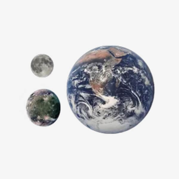 A picture of the earth and moon in space.